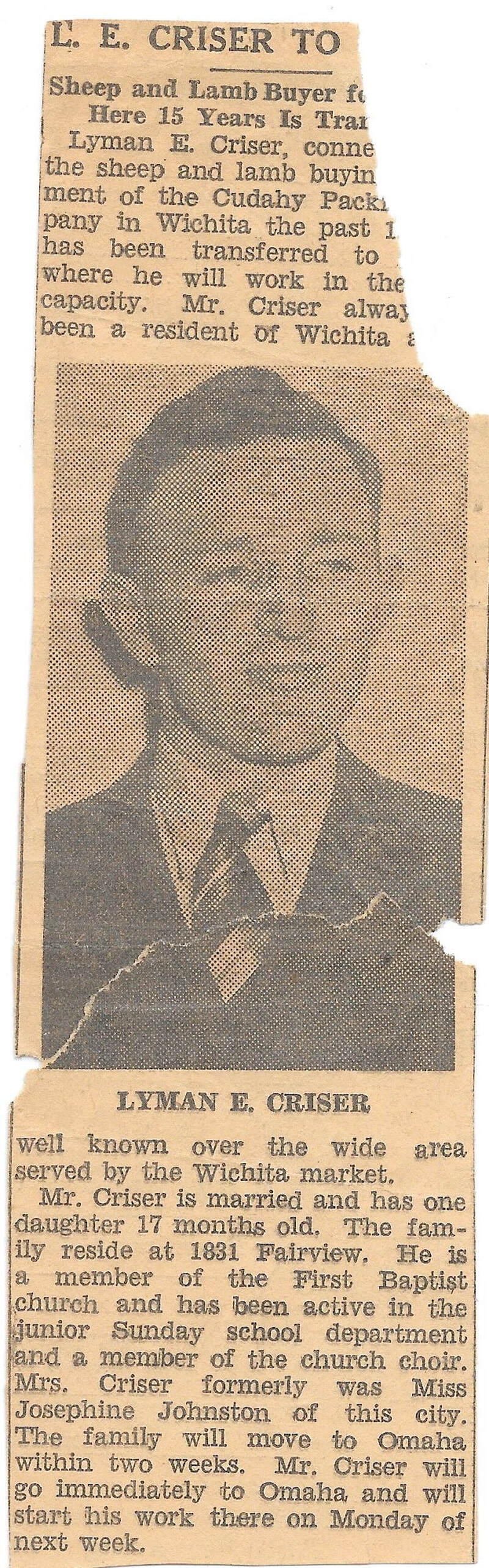 Article: Lyman Transferred to Omaha